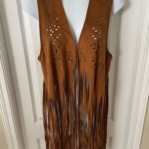Brown Fringe Sleeveless Vest